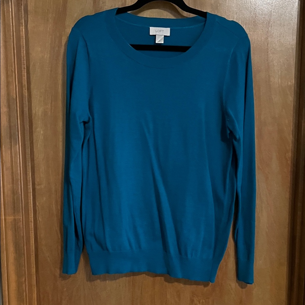 LOFT Teal Scoop Neck Lightweight Sweater
